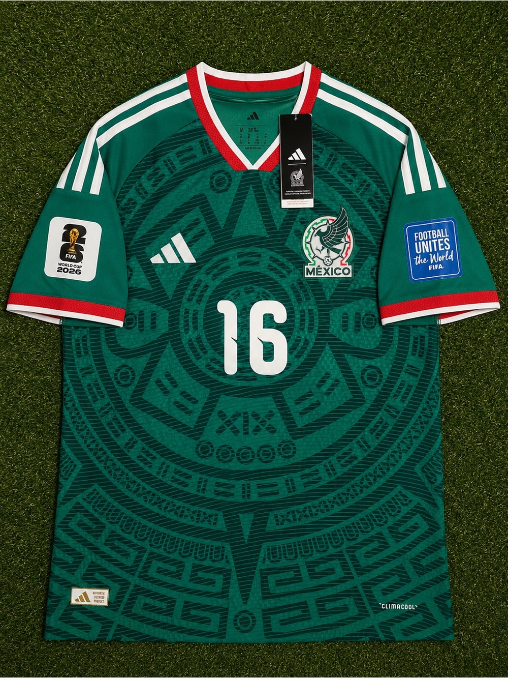 adidas Mexico Quiñones #16 Home Soccer Player Version Jersey Authentic and Tags